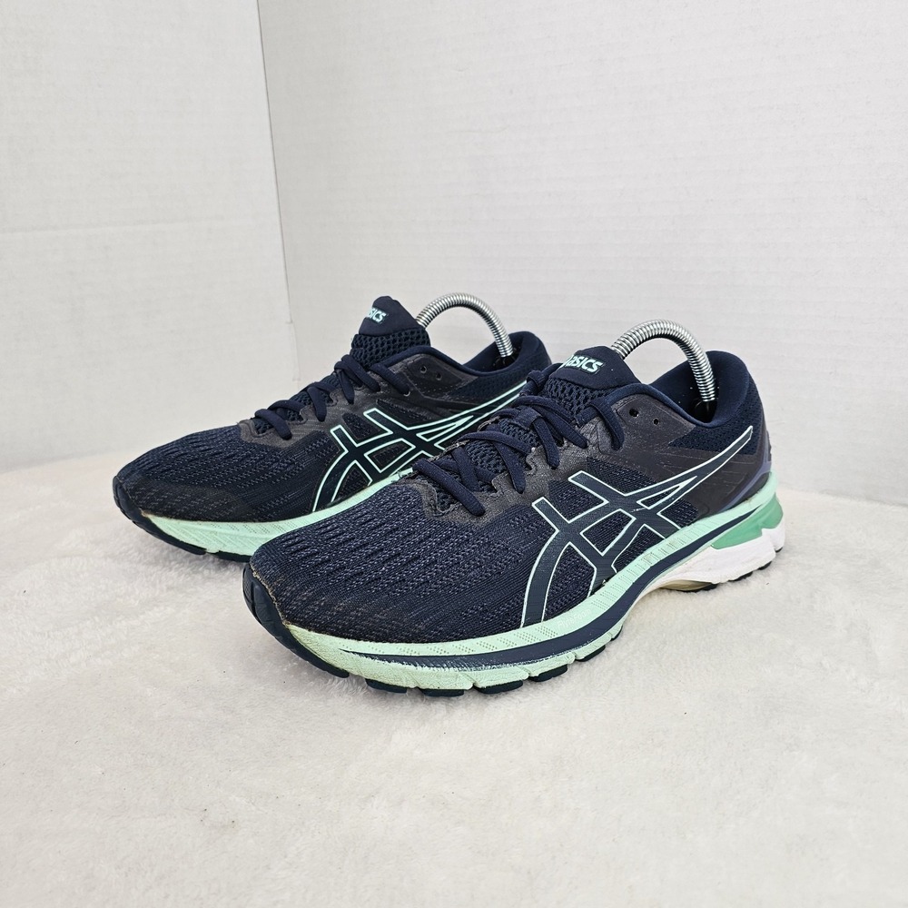 ASICS GT-2000 9 Running Shoes Womens Size 10.5 Navy Blue Mint Green Sneakers